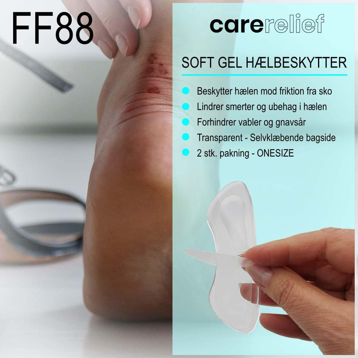 Gel hælbeskytter gør skoens hælkappe blødere, der forhindrer vabler og gnavsår fra friktion, tryk og pres ved løb og gang. Køb 2 stk. selvklæbende hæl antisliponline hos Carerelief.dk.