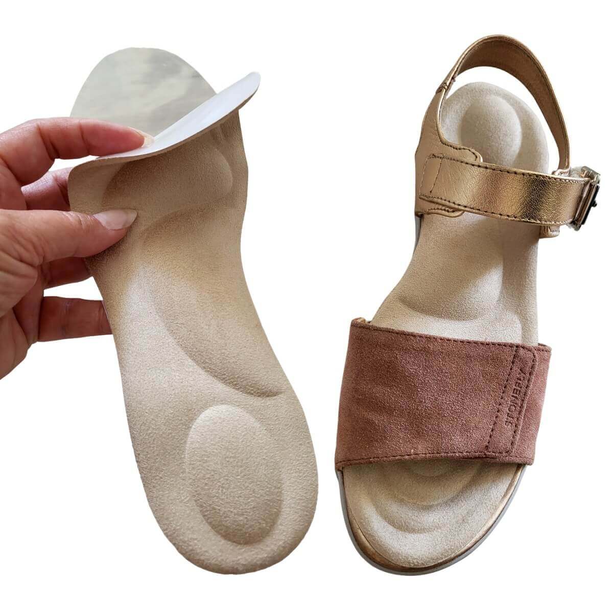 Bløde gel såler med svangstøtte, forfodspelotte, svangstøtte og hælindlæg, beige, 35-40. Køb 1 par komfortable gel indlæg med støtte til forfod, svang og hæl billigt hos Carerelief.dk.