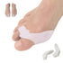 Knystbeskytter med tåspreder til 2 tæer af blød silikone gel lindrer smerter  i knyster, skæv storetå og hammertå. Køb 2 stk. Hallux Valgus Duo FF20 mod tryk og pres fra sko billigt hos Carerelief