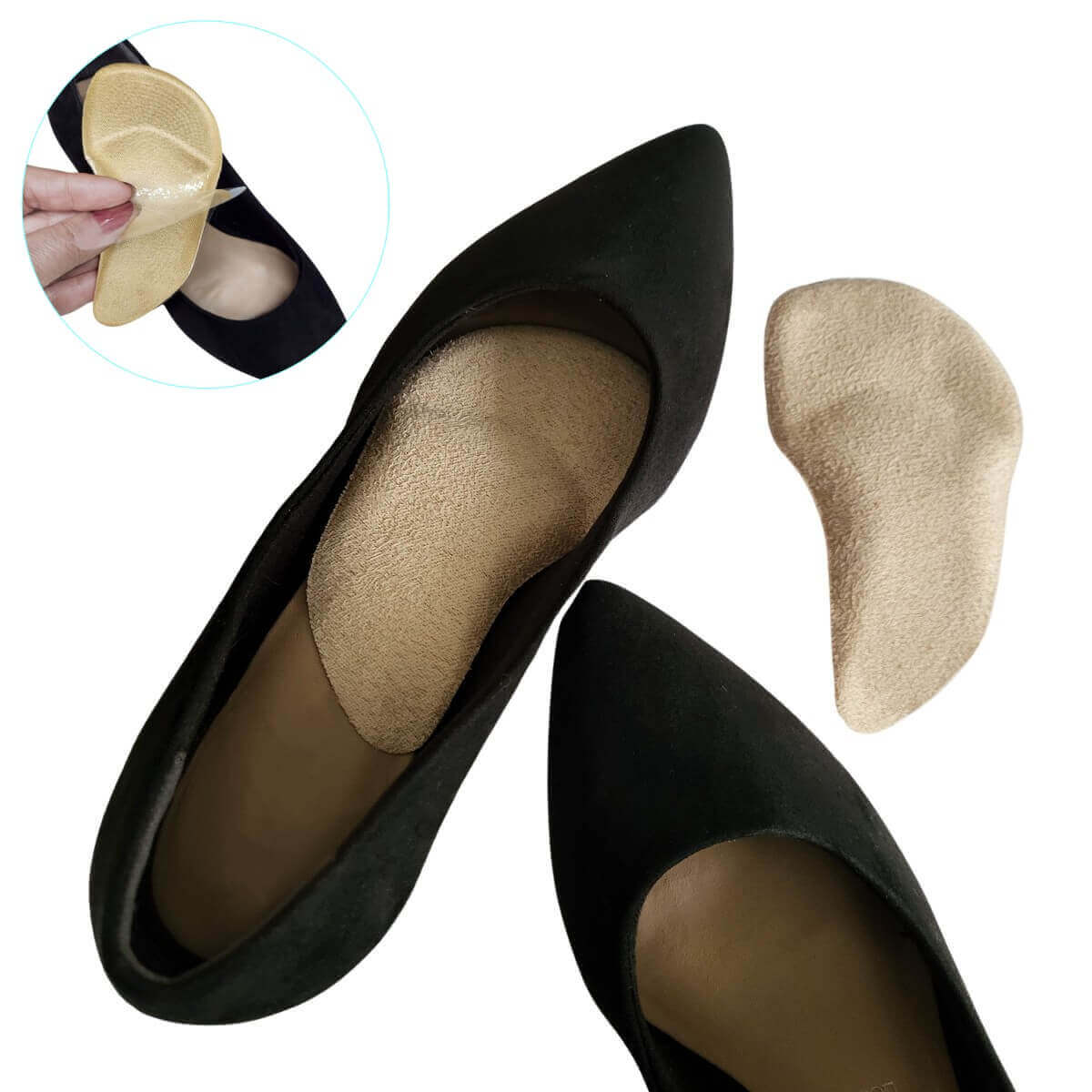 Svangstøtte indlæg pronation og platfod af støddæmpende gel med svedabsorberende overside. Køb svang og forfodspelotte indlæg billigt hos Carerelief.dk.