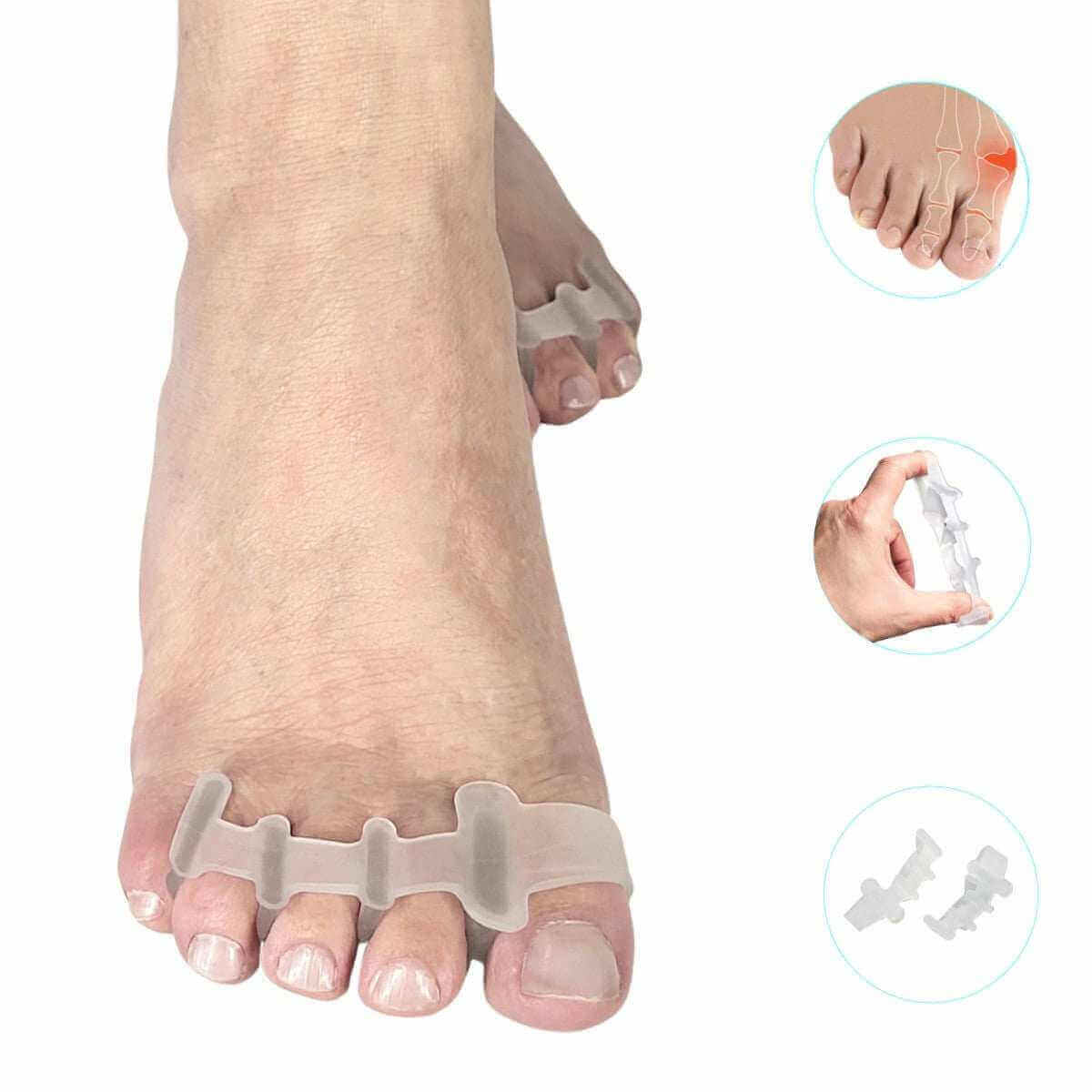 Tåspreder med tåskiller i blød silikone giver blød støtte og komfort alle dine tæer. Køb blød tåadskiller til 4 tæer, Ved overlap, skævhed, krumhed og ømhed billigt på carerelief.dk.