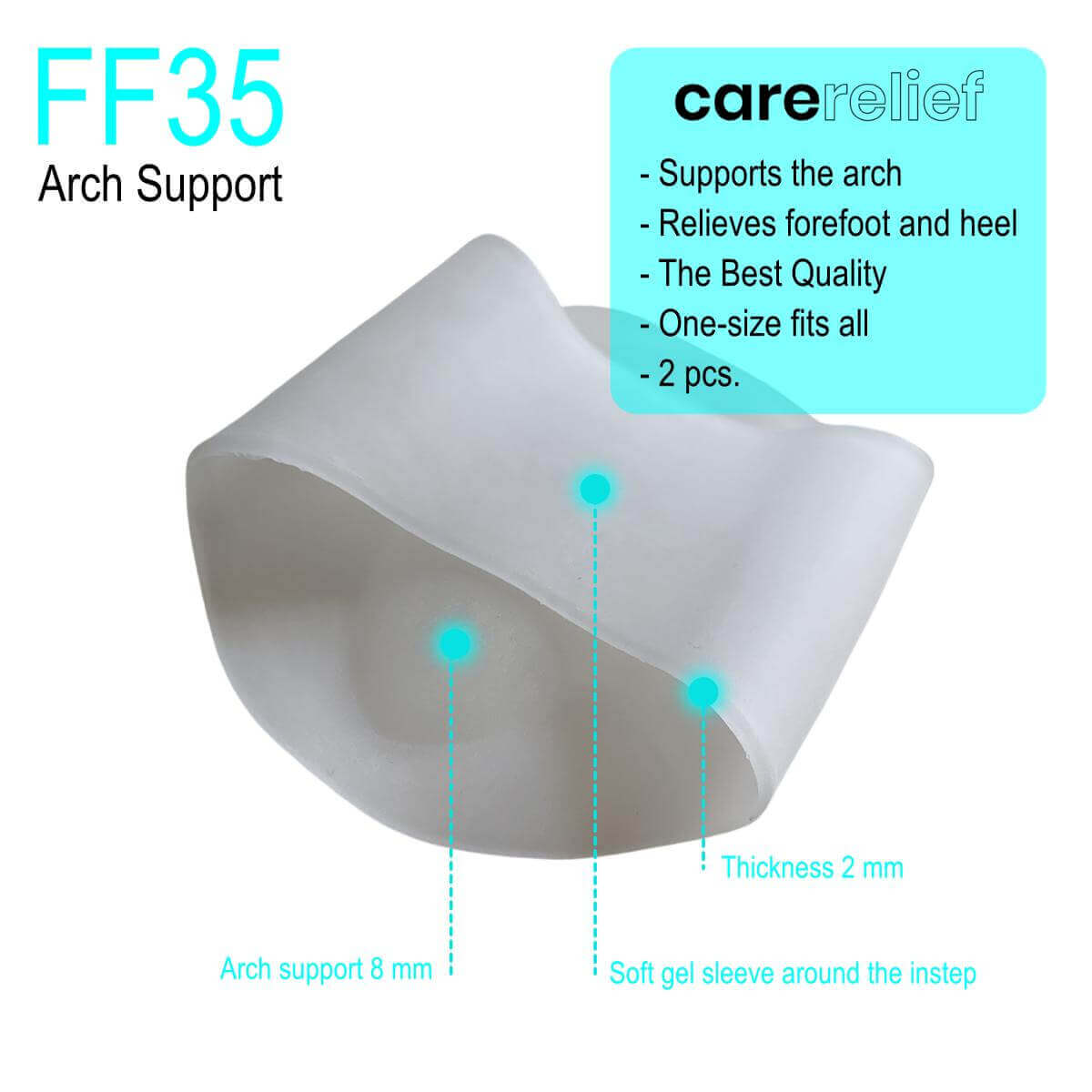 Svangstøtte indlæg med støttende Gel platfods indlæg aflaster og støtter en øm og træg svang, platfod og pronation, 2 stk. Bestil svangindlæg med svangstøtte mod smerter i svangen billigt hos Carerelief.dk.