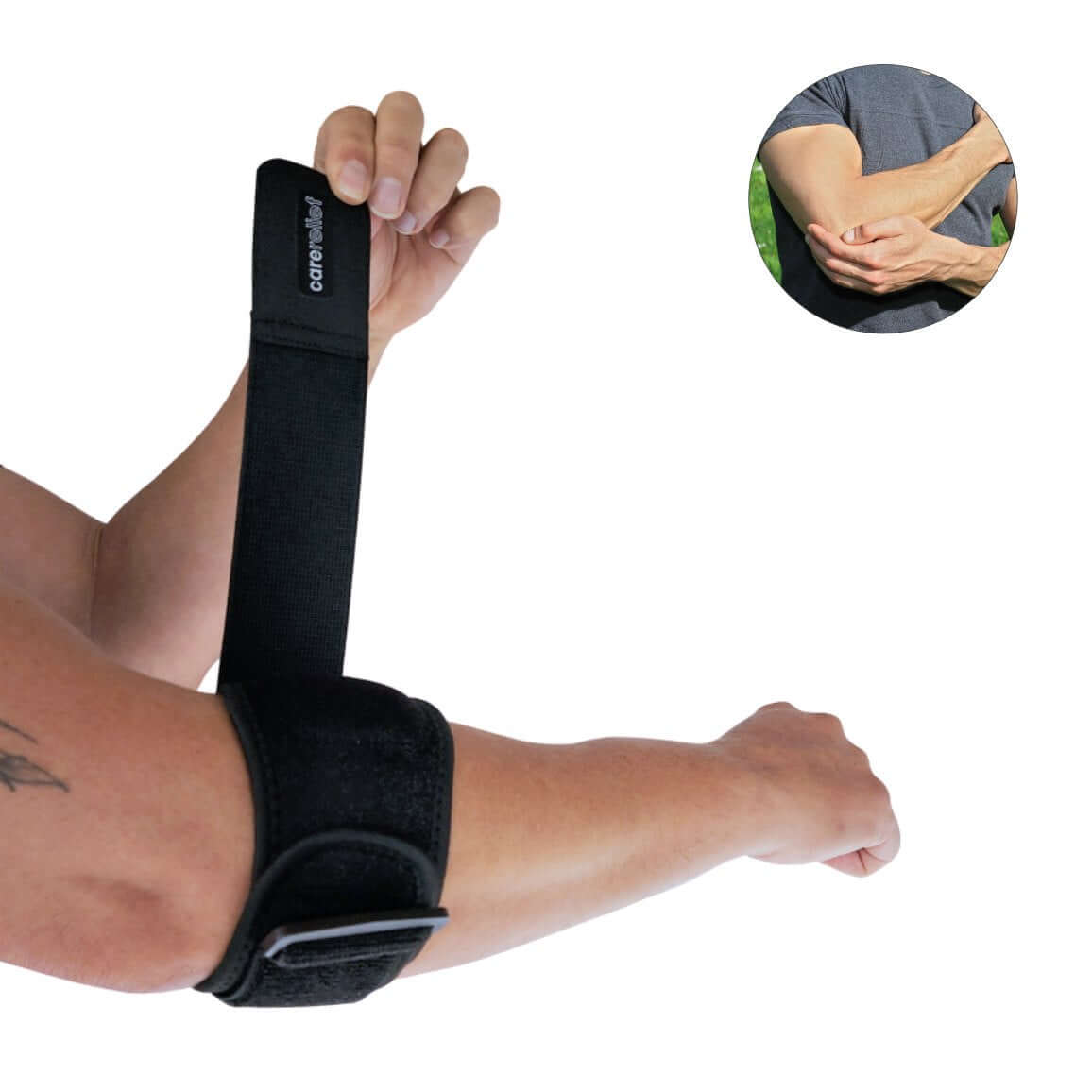 Albuebind med pude og velcro strop AB20 Epi giver støtte og lindring til en øm, slidt og overbelastet albue. Køb justerbart albuebind med tennis, golf og padel albuestøtte til sport og træning hos Carerelief.dk.