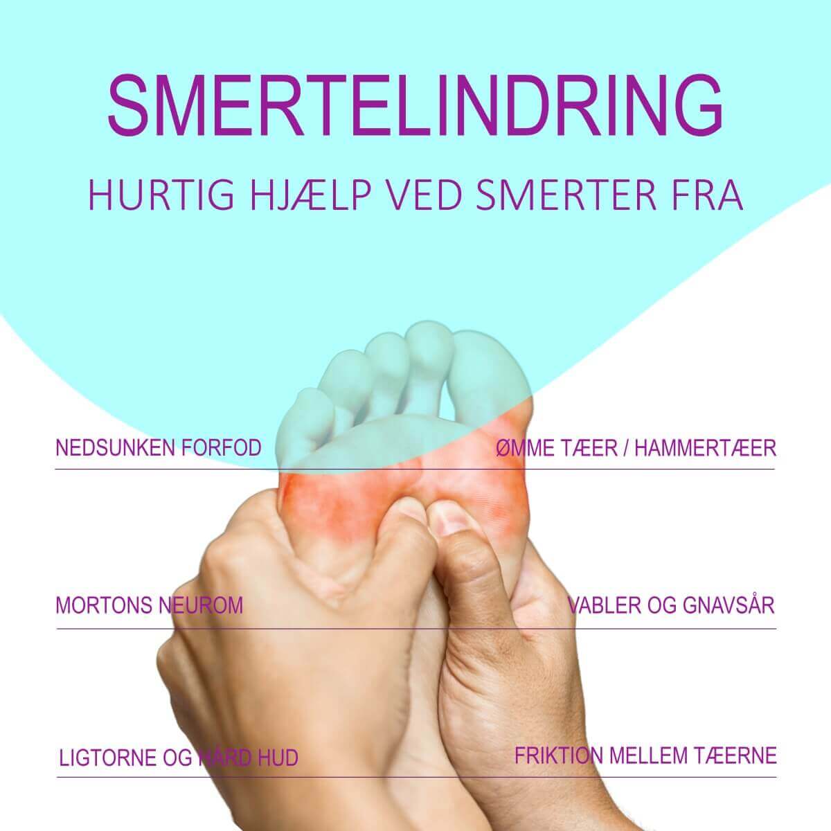 Blødt trykaflastende forfodsindlæg af gel til nedsunken forfod med silikone trædepude beskytter. Komfort og aflastning til forfod og tæer, 1 par, onesize-fit all.