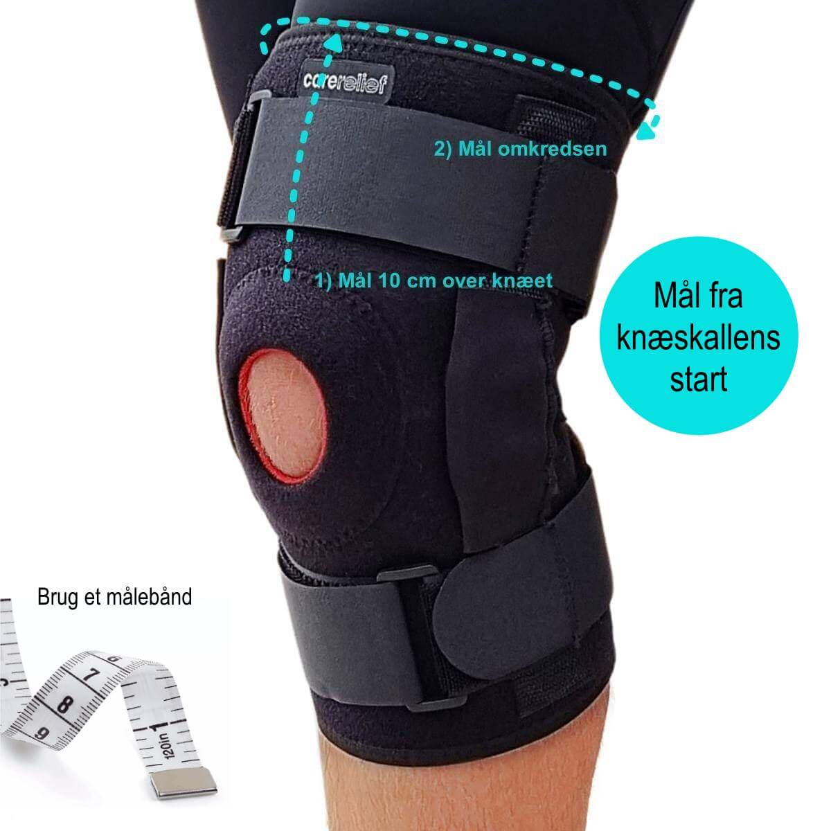 Knæbind med skinner og silikone gel giver støtte og stabilitet til knæ, menisk og korsbånd. Justerbar knæstøtte med hængsler og velcro til løb, sport og træning. KN10 Flex - Carerelief.