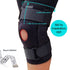 Knæstøtte med hængsler og silikone gel patella KN10 flex. Køb justerbart knæbind med skinner, silikone gel patella og velcro til overbelastet knæled, menisk og korsbånd hos Carerelief.dk.