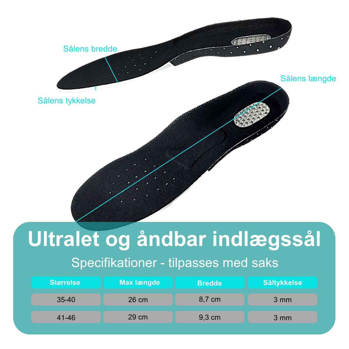 Ortopædisk indlægssål udformet til atleter, løbere og motionister. Giver støtte og korrigerer pronation. Klip efter  størrelsesskabelonn. FF45 GO Carerelief 