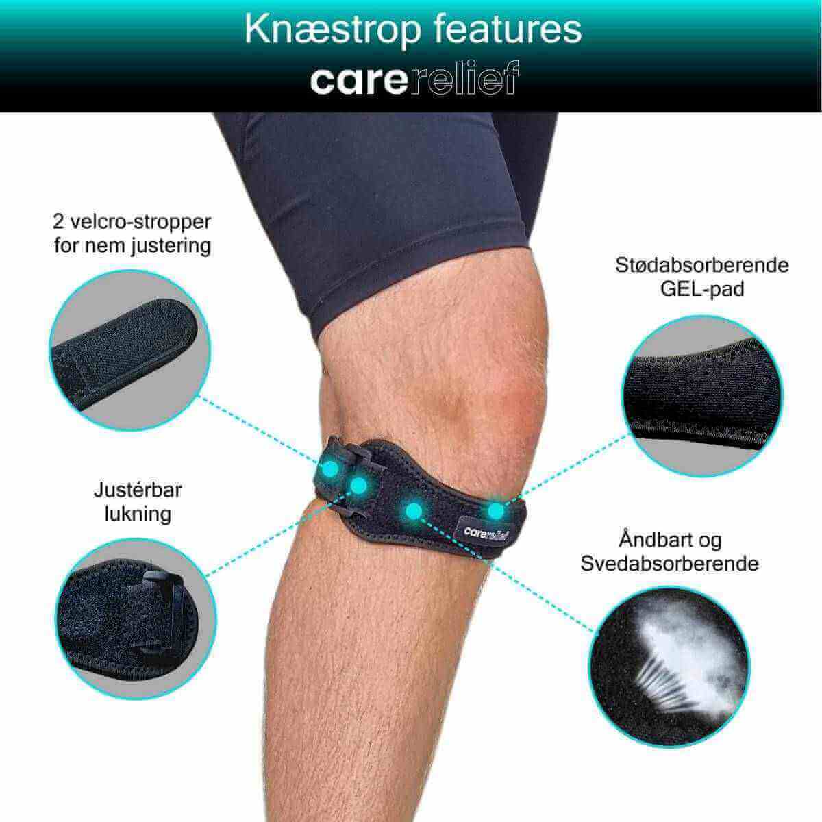 Knæstrop til springerknæ og løberknæ ved inflammation i senen under knæskallen - KN40 PRO