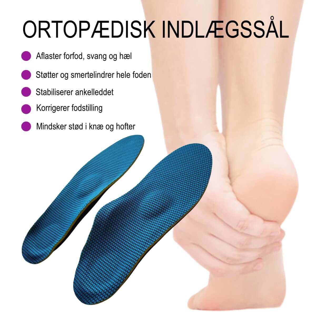 Ortopædiske såler med svangstøtte, forfodsløft og hælindlæg. Indlæg til 
nedsunken forfod, hulfod, høj svang, pronation, platfod, hælspore, akillessene. Køb komfort såler til løb og gang hos Carerelief.dk