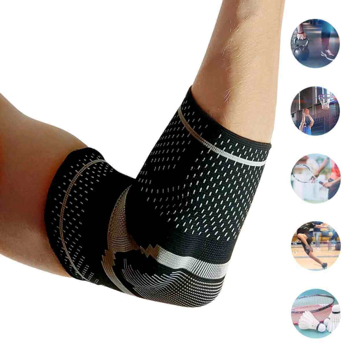 Albuebind til tennisalbue med gel pude giver kompression til lindring af smerter. Bedste albuestøtte til højre albue. AB35 Epi.