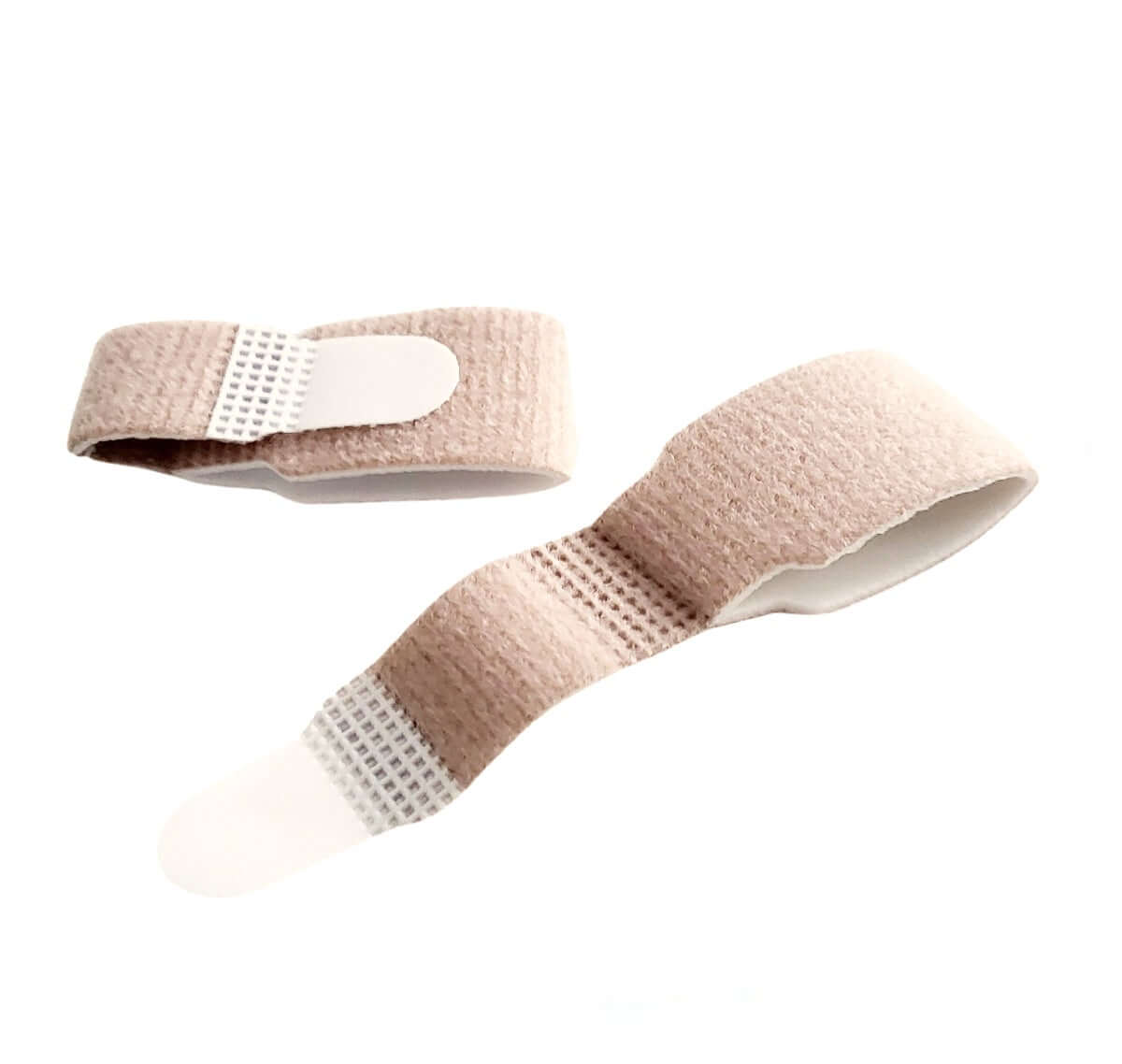 Tåbandage med velcro er ideel som tåadskiller, tådeler og tåbeskytter ved hammertæer, forstuvede og brækkede tæer. Køb 2 stk. tå bandage i beige på Carerelief.dk.