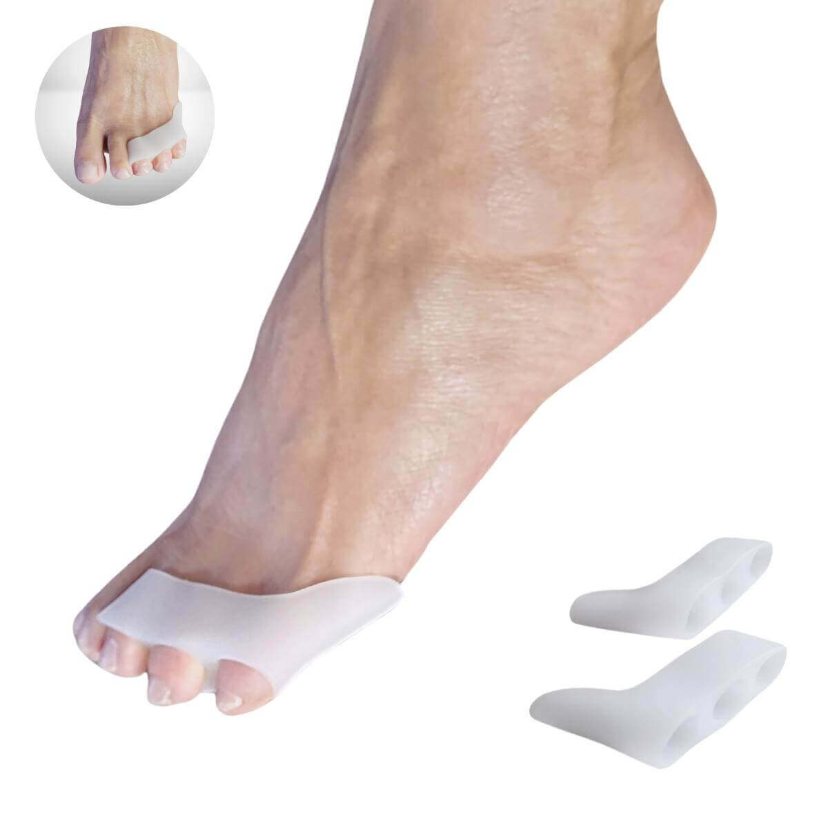 Silikone tåspreder til 3 tæer ved lilletåen - 2 stk - beskyt knyst og tæer mod friktion, tryk og pres 