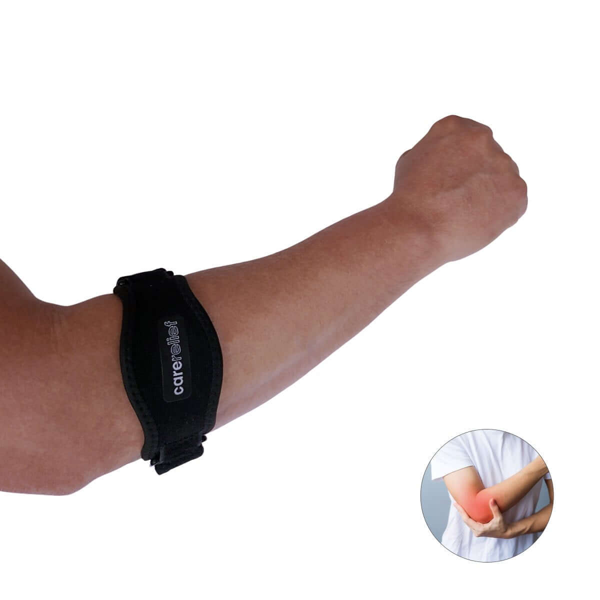 Tennis albuestøtte i neopren med gel pude og velcro stropper giver støtte og aflastning til albuen. Køb justerbart albuebind med tennis, golf og padel albuestøtte AB10 Epi hos Carerelief.dk.