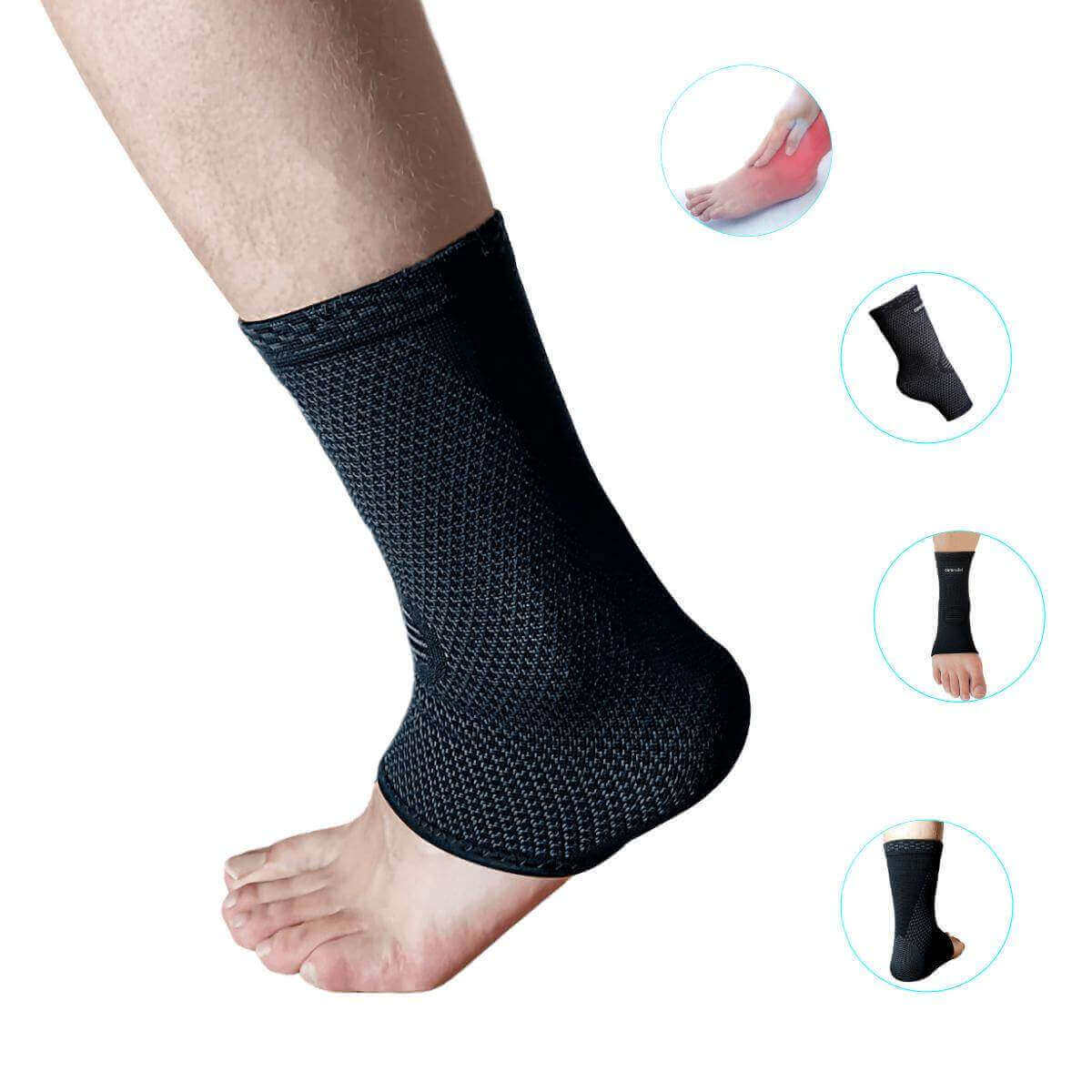 Støttebind til ankel. Kompressionsbind til ankel, fod og hæl stabiliserer ankln og reducerer smerter i hælen.