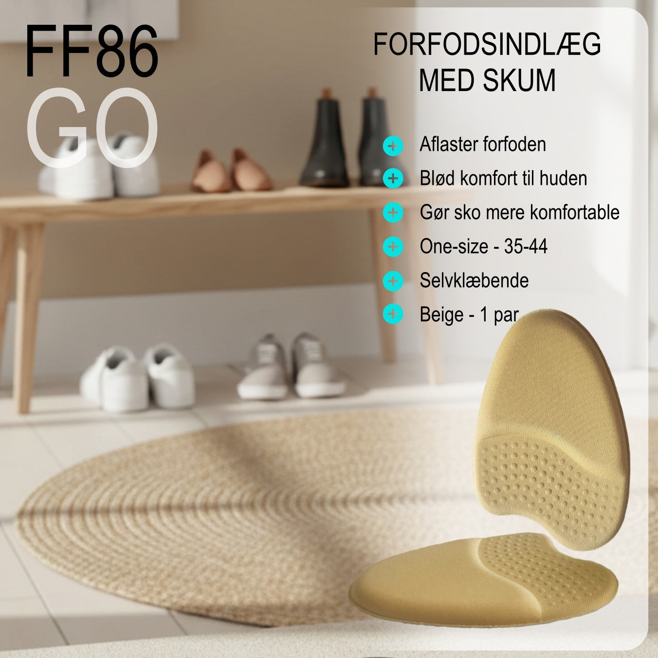 Forfodsindlæg med skum - Stødabsorberende og selvklæbende - FF86 GO