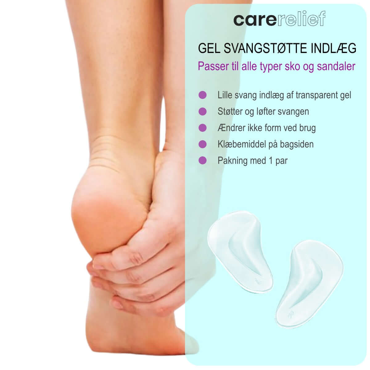 Pronation indlæg i gel til sko og sandaler - FF75 GO - Lille 
