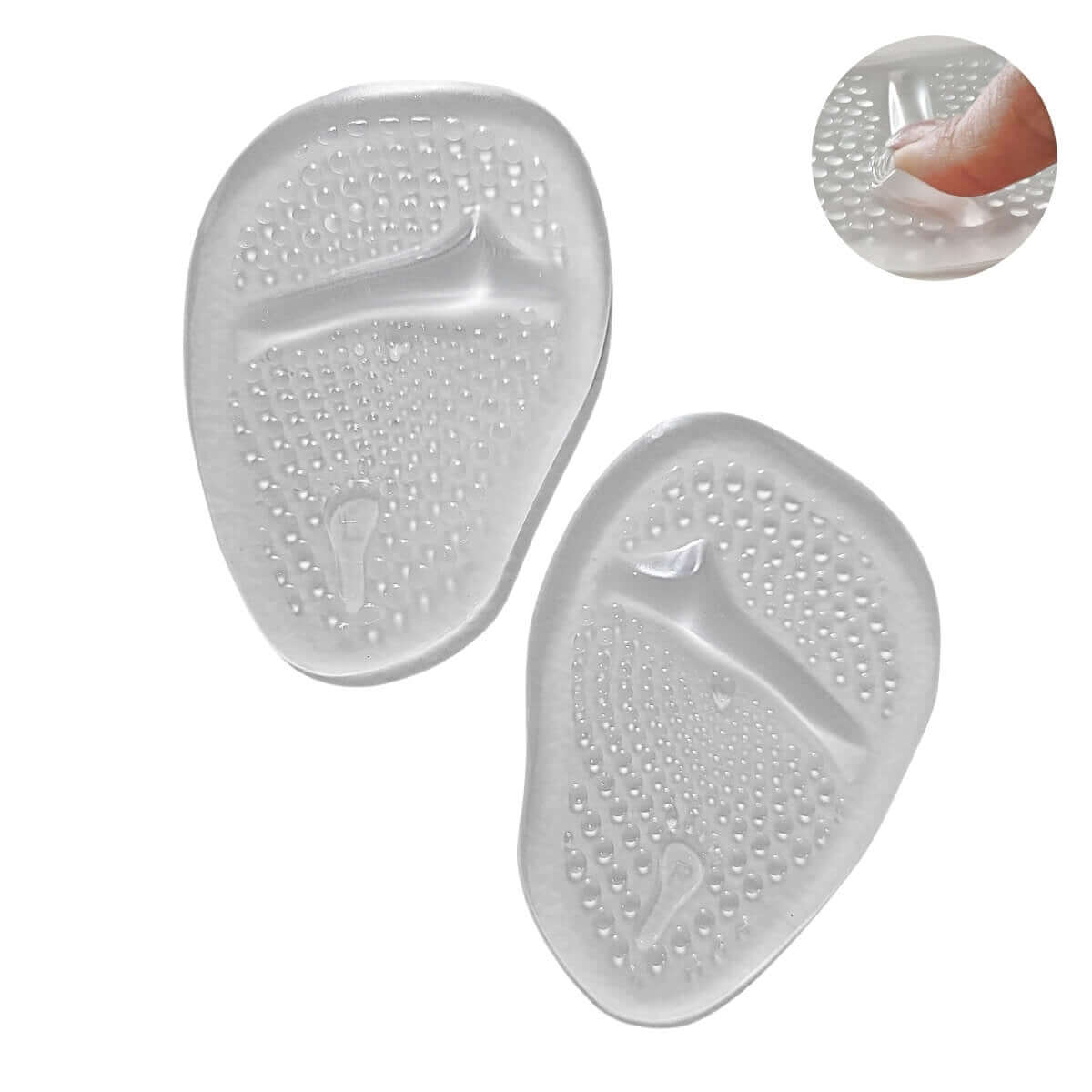 Gel forfodsindlæg til nedsunken forfod. Forfodssål af gel md stødabsorberende komfort til tæer og trædepude under forfoden i sko, stiletter, høje høje 1 par. 