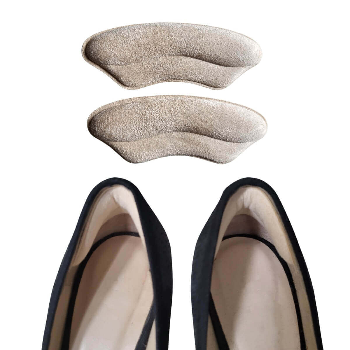 Hælkappe indlæg til sko mod vabler og gnavsår. Memory foam hælbeskytter til sko, sneakers, løbesko, stiletter og høje hæle. 