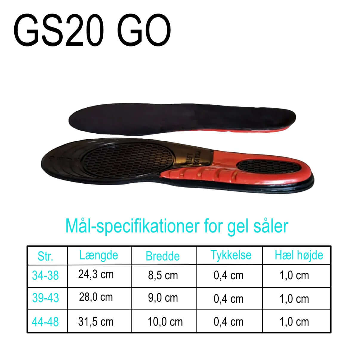 Gel såler med 1 cm silikone gel indlæg mod hælspore. Indlægssåler i gel aflaster sarte og ømme fødder i sports-, arbejds- og hverdagssko — GS20 Active