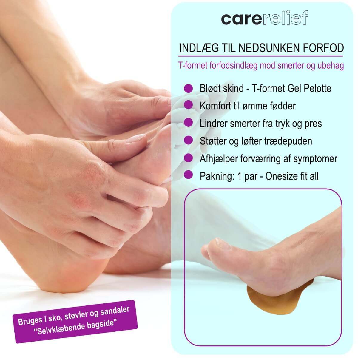 Mortons neurom indlæg - bedste Forfodspelotte til nedsunken forfod og forfodsfald