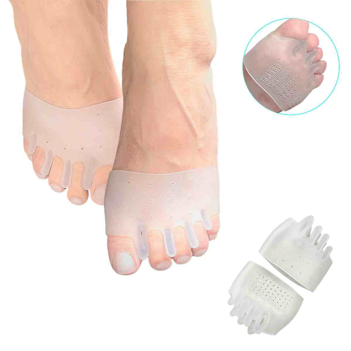 Stødabsorberende forfodsbind i silikone gel med effektiv forfodsstøtte og forfodsaflastning til nedsunken forfod i sko 2 stk. 