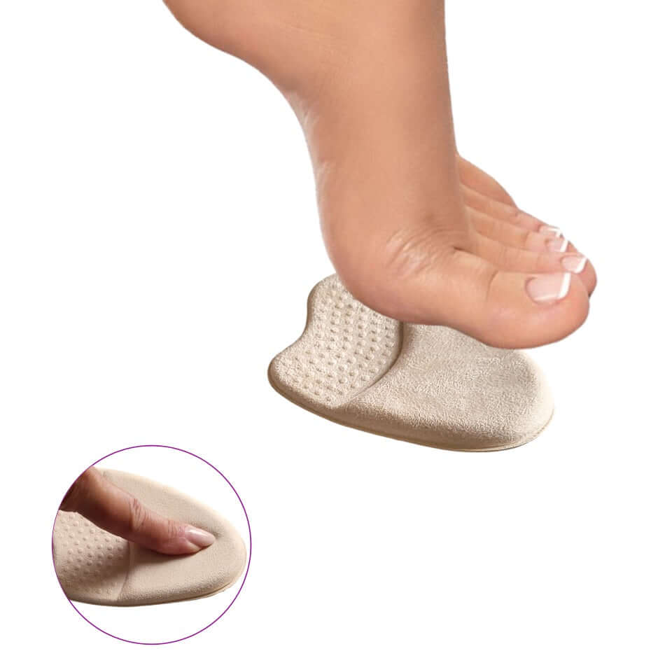 1 par memory foam forfodssåler med selvklæbende bagside giver trykaflastende lindring til forfoden i sko og sandaler 