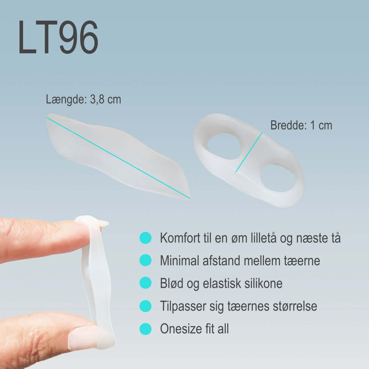 Blød lilletå tåspreder med tåspreder holder lilletåen adskilt til næste tå ved hammertå. Tåskiller til lilletå med hallux valgus støtte 2 stk.