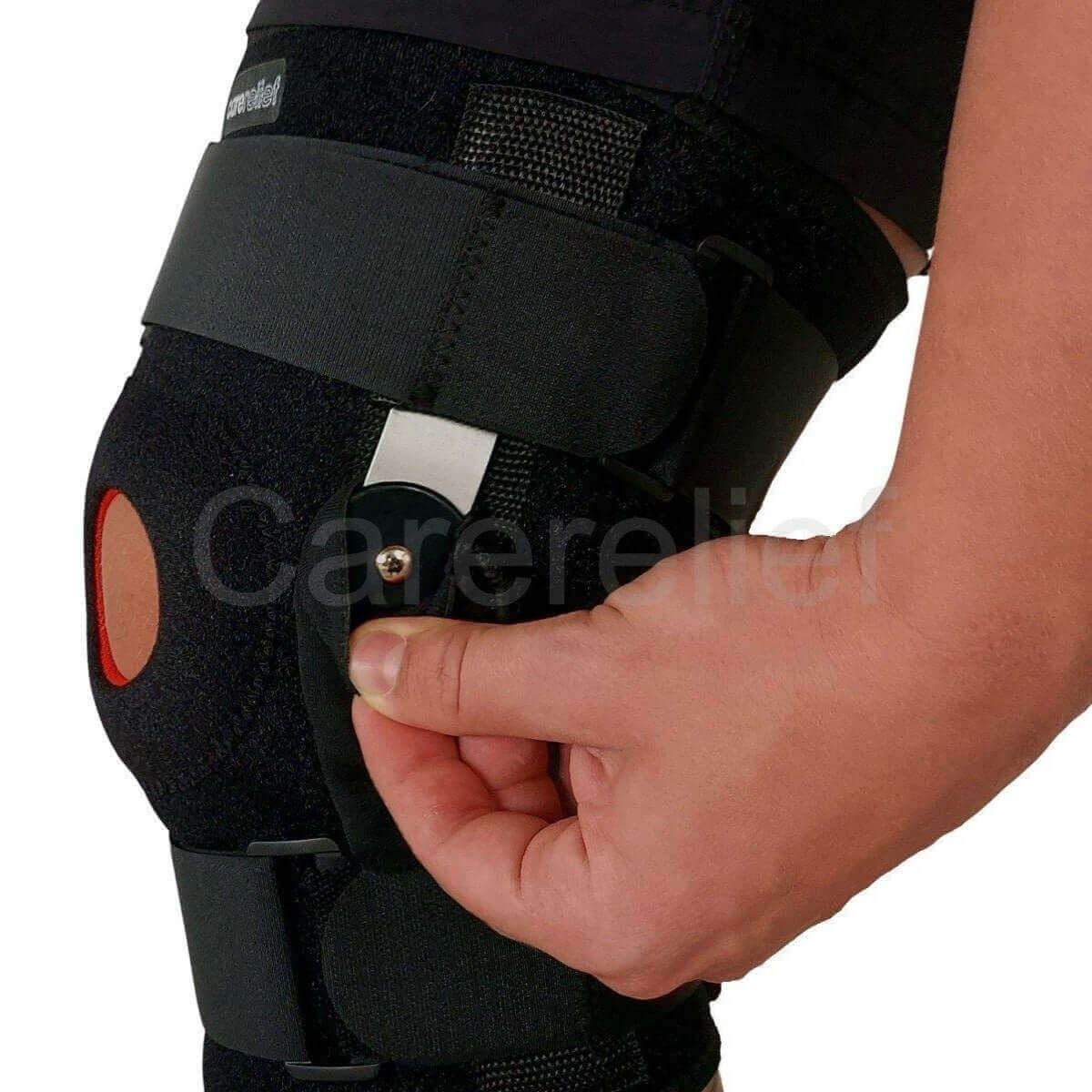 Knæstøtte med hængsler/skinner og åben silikone gel patella KN10 Flex - Effektiv støtte og beskyttelse til knæ, knæskal, menisk og korsbånd. 