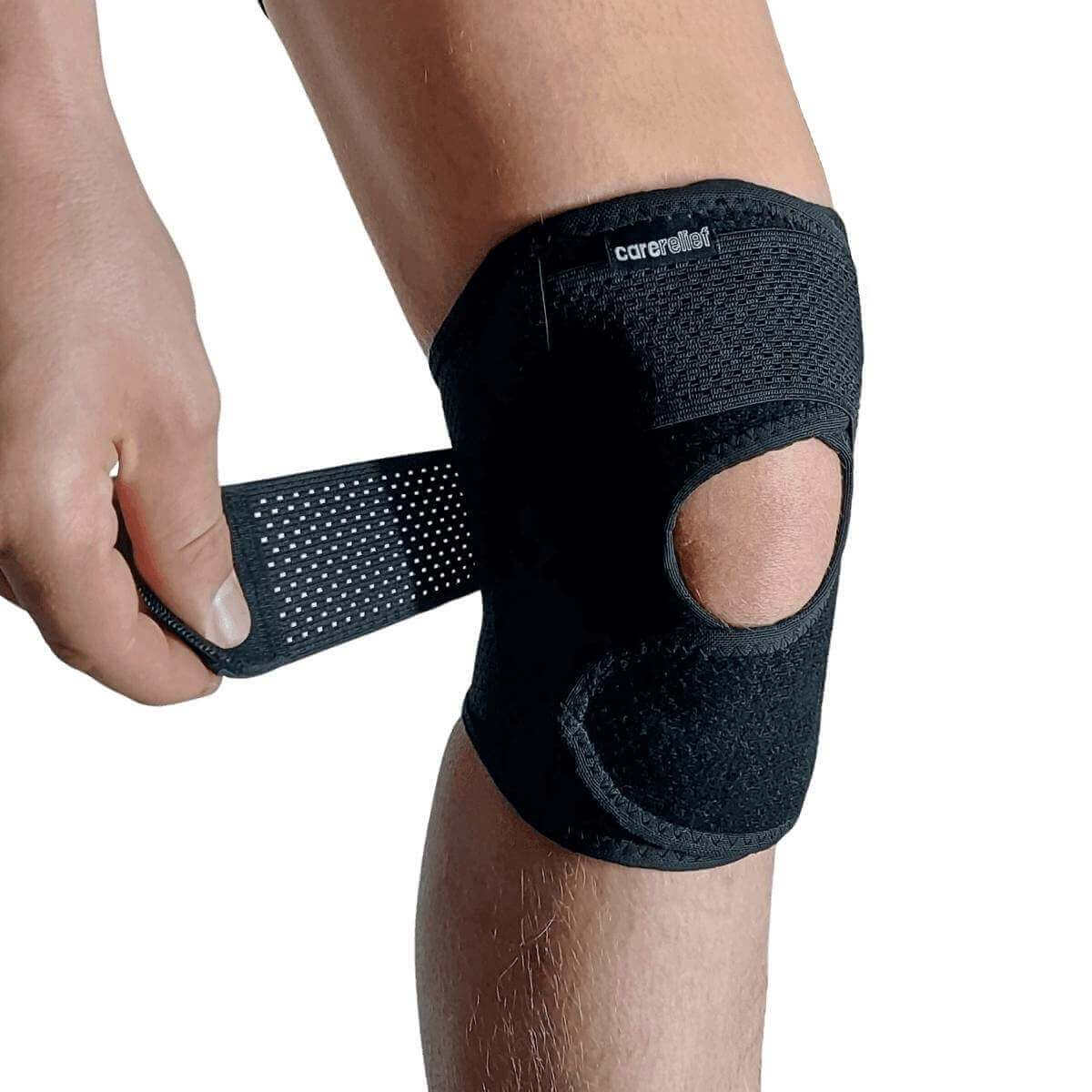 Ultralet knæbind med stivere mod smerter i knæet - KN25 Flex - Justerbar knæstøtte med velcrolukning og patella strop til løb og hverdag.