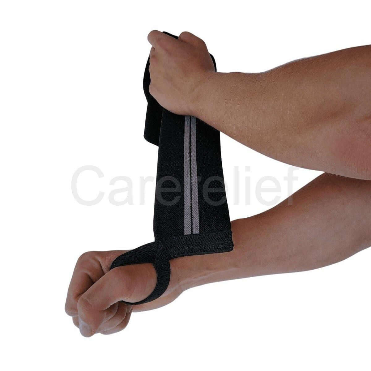 Wrist wraps sæt 55 cm til crossfit og træning med tunge løft. Køb håndledsbind med håndledsstøtte til sport og træning i sort/grå hos Carerelief.dk