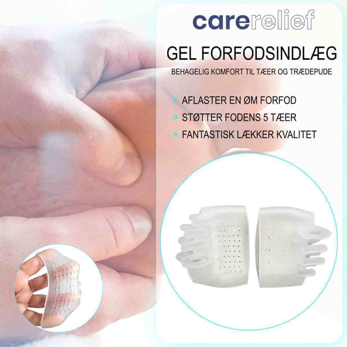 silikone forfodsstøtte (1 par) beskytter og giver trykaflastende komfort under tæer og træpude i sko, når du går, står og løber
